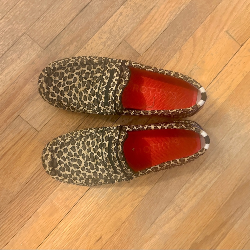 Rothy's Animal Print Loafers with Red Interior
